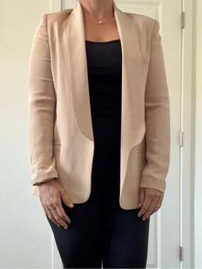 Truth and Pride 100% Silk Blush Cream Open Blazer